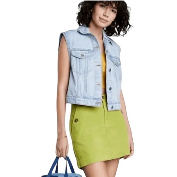 NWT Women's High-Rise Cord Mini Skirt - Wild Fable Lime Green - Picture 1 of 5